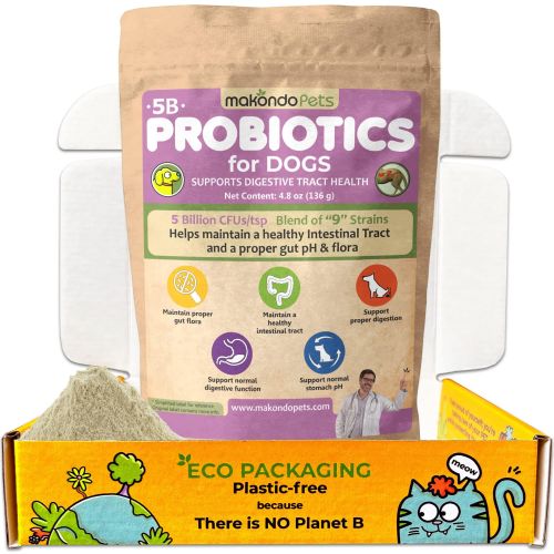 Probiotics for Dogs Puppies Extra Strength 9 Species 5 Billion CFU per Scoop of Dog Probiotics and Digestive Enzymes for Dogs Support Fiber for Dogs &