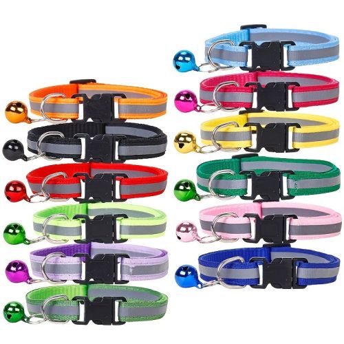 Nylon Collar Reflective With Small Bell For Dog & Cat; Dog Collar; Adjustable dog collar