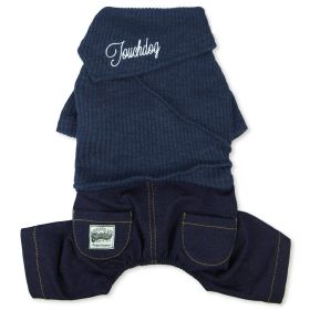 Touchdog Vogue Neck-Wrap Sweater and Denim Pant Outfit (Color: NAVY, size: medium)
