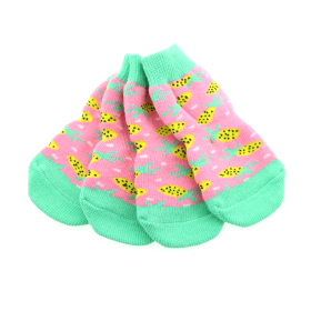 Non-Skid Dog Socks (Color: Pink Pineapple, size: small)