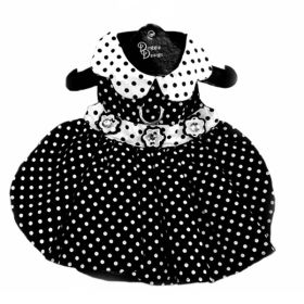 Polka Dot Dog Dress (Color: Black and white, size: medium)